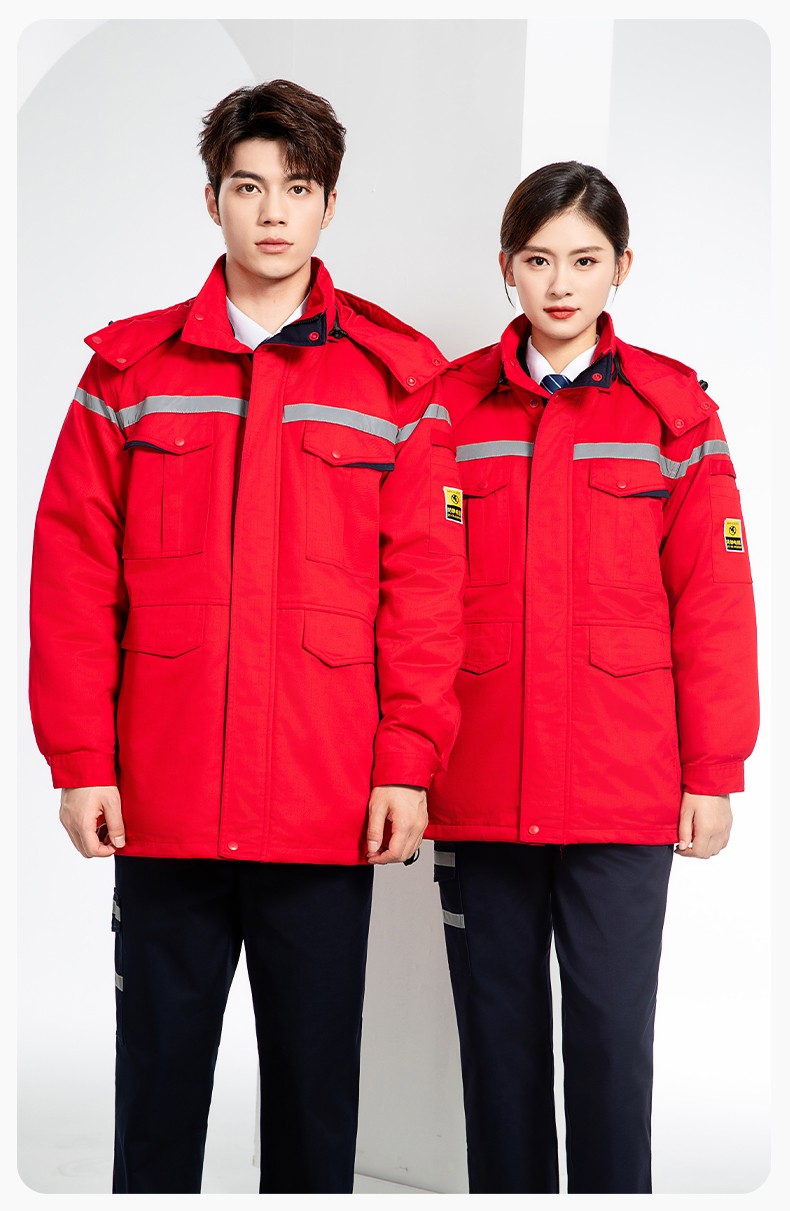 JC-S2203M 可拆卸冬季加厚加棉保暖工作服棉衣定制工厂车间维修服反光劳保服(图16)