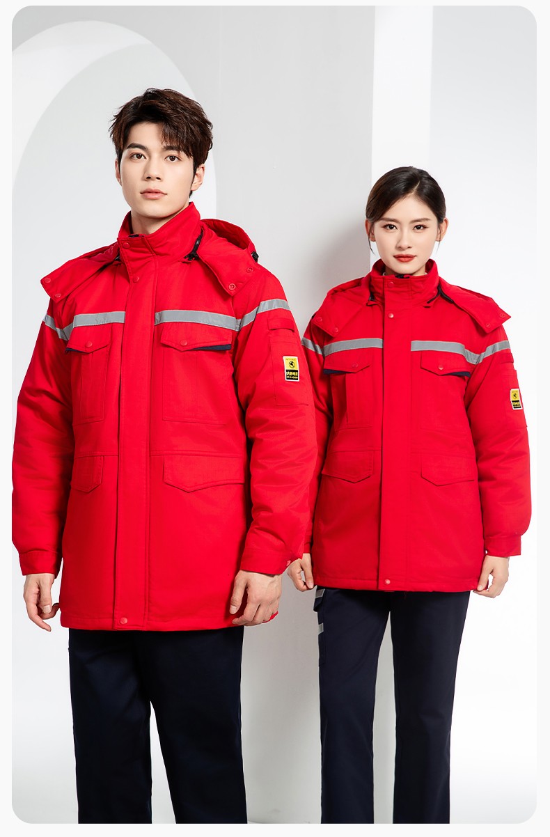 JC-S2203M 可拆卸冬季加厚加棉保暖工作服棉衣定制工厂车间维修服反光劳保服(图15)