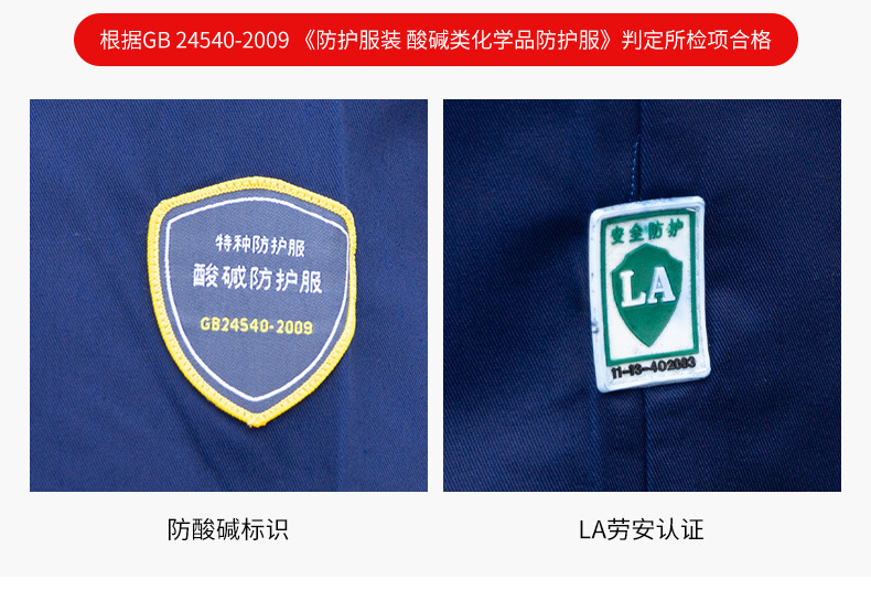 TZ011 太阳集团防静电防酸碱蓝白大褂定制车间实验室防护服耐腐蚀工 作服印字(图3)